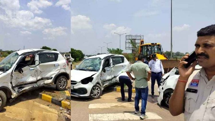 नया रायपुर में भीषण सड़क हादसा, CRPF की इनोवा और सेलेरियो कार में जोरदार टक्कर, महिला-पुरुष बच्चों समेत 4 घायल, मची अफरा-तफरी