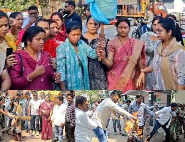 साड़ी खरीदी में भ्रष्टाचार के आरोप के बाद छत्तीसगढ़ के कई शहरों में महिला कांग्रेस ने किया जमकर प्रदर्शन, महिला-बाल विकास का फूंका पुतला