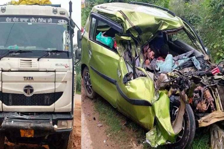 तेज रफ्तार हाईवा और कार की आमने&सामने जोरदार टक्कर, 2 लोगों की मौके पर ही मौत, ड्राइवर ट्रक छोड़कर फरार, पसरा मातम, तलाश में जुटी पुलिस