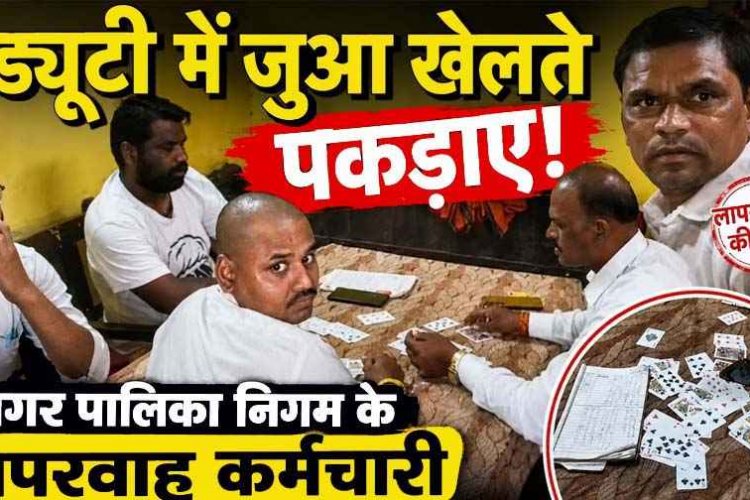 ड्यूटी में 52 परियों का मजा लेते पकड़ाए नगर पालिका निगम के कर्मचारी, कैमरा देखते ही मोबाइल, ताश के पत्ते छोड़कर फुर्र, दोषियों पर होगी कार्रवाई?
