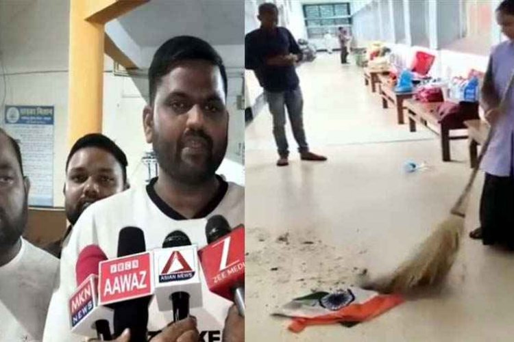 15 अगस्त से पहले अस्पताल में तिरंगे के अपमान का आरोप, फर्श पर गिरे राष्ट्रीय ध्वज को झाड़ू लगाती दिखी सफाईकर्मी, सोशल मीडिया पर वीडियो वायरल
