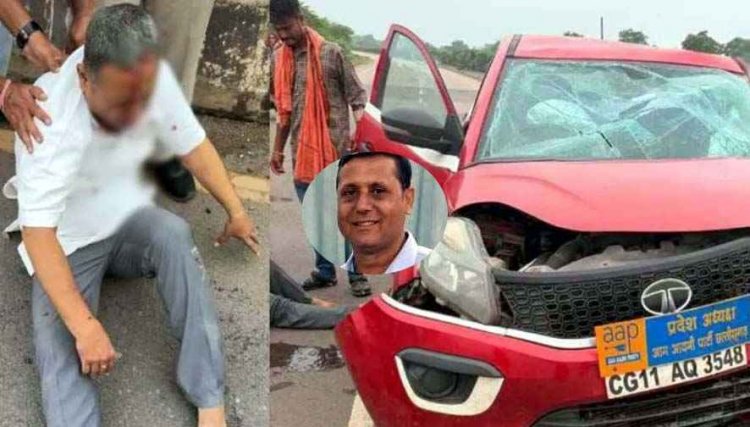 हाईवे पर सड़क हादसा, बाइक सवार को बचाने की कोशिश में अनियंत्रित हुई कार, हादसे में प्रदेश कार्यकारी अध्यक्ष अभिषेक मिश्रा घायल, इलाज जारी