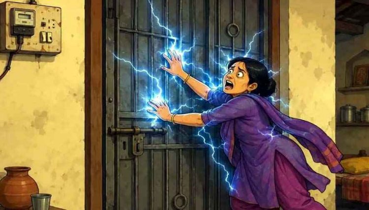 दरवाजा खोलने के दौरान लोहे के दरवाजे में दौड़ा करंट, खेत से लौटे माता-पिता तो दरवाजे में चिपकी मिली 25 वर्षीय बेटी, लाश देख निकल पड़े आंसू