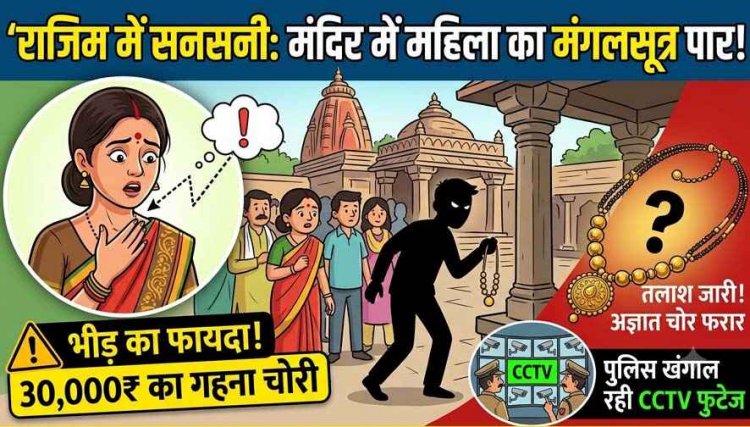 राजीव लोचन मंदिर में चैन स्नेचिंग, दर्शन के दौरान देवरानी के साथ राजिम पहुंची जेठानी के गले से 30 हजार का सोने का मंगलसूत्र पार, जांच में जुटी पुलिस