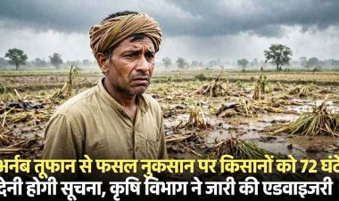 ’’अर्नब’’ तूफान से फसल नुकसान पर किसानों को 72 घंटे में देनी होगी सूचना, तभी मिलेगा बीमा क्लेम का लाभ, कृषि विभाग ने जारी की एडवाइजरी