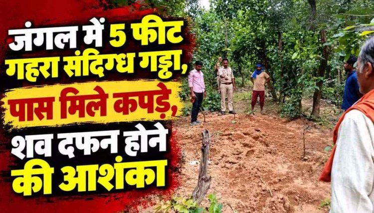 5 फीट के गड्ढे से बाहर झांक रहा सफेद कपड़ा, लोग बोले- फावड़ा लेकर जंगल में कार से उतरे 2 युवक, शव दफन होने की आशंका, पुलिस करेगी खुदाई