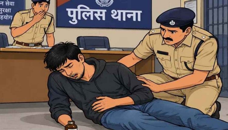 पत्नी से विवाद के बीच उठाया आत्मघाती कदम, पुलिस स्टेशन में युवक ने जहर खाकर किया सुसाइड का प्रयास, थाना परिसर में मचा हड़कंप