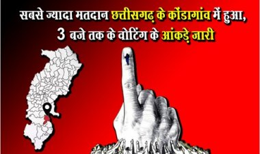CG News : सबसे ज्यादा मतदान छत्तीसगढ़ के कोंडागांव में हुआ, 3 बजे तक के वोटिंग के आंकड़े जारी
