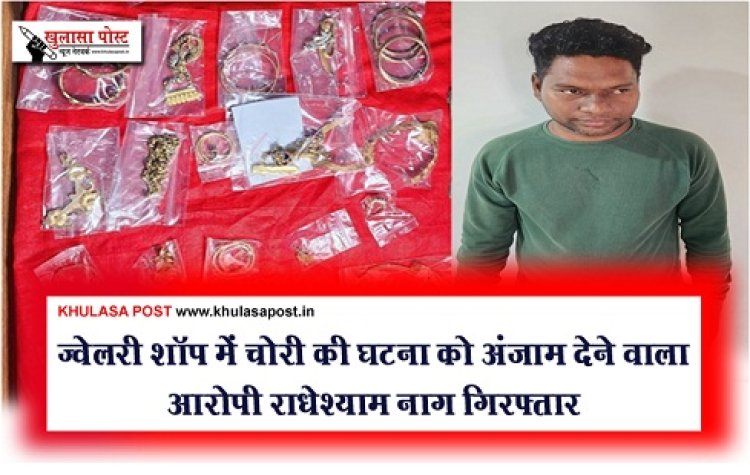 CG News : ज्वेलरी शॉप में चोरी की घटना को अंजाम देने वाला आरोपी राधेश्याम नाग गिरफ्तार