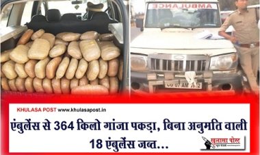 CG Crime News : एंबुलेंस से 364 किलो गांजा पकड़ा, बिना अनुमति वाली 18 एंबुलेंस जब्त...
