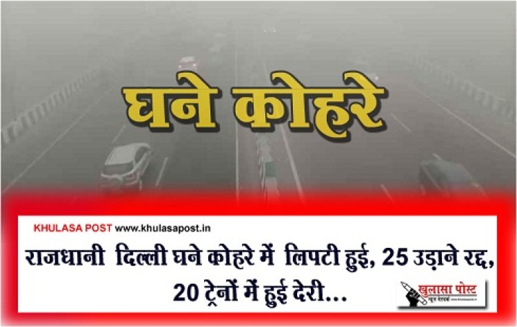 राजधानी ‎दिल्ली घने कोहरे में ‎लिपटी हुई, 25 उड़ाने रद्द, 20 ट्रेनों में हुई देरी...