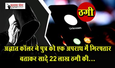 अज्ञात कॉलर ने पुत्र को एक अपराध में गिरफ्तार बताकर साढ़े 22 लाख ठगी की...