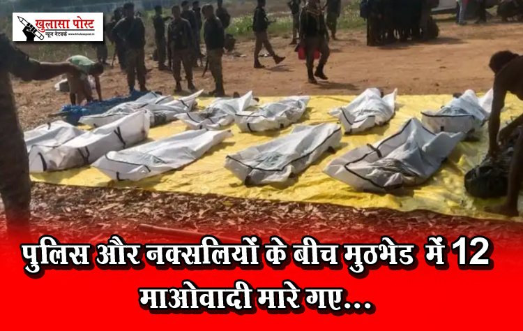 पुलिस और नक्सलियों के बीच मुठभेड़ में 12 माओवादी मारे गए...