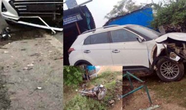 कार ने बाइक को मारी टक्कर, पिता की मौत, बेटा हालत नाजुक में अस्पताल में भर्ती, दुसरे हादसे में युवक की गई जान, लोगों ने कर दी ड्राइवर की पिटाई