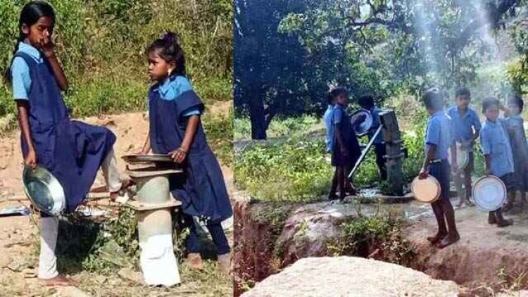 स्कूल में रसोइया, भृत्य फिर भी मिड-डे-मील के बाद मासूम बच्चों से साफ कराए जा रहे बर्तन, व्यवस्था पर उठ रहे सवाल