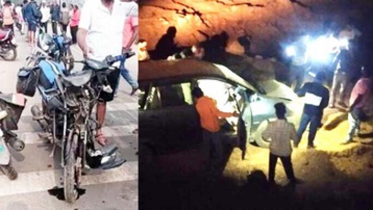 जतमई रोड में 20 फीट गड्ढे में गिरी इनोवा कार, दो से तीन लोगों की हालत नाजुक, ट्रैक्टर ने बाइक सवार को मारी टक्कर, महिला की मौत, एक घायल