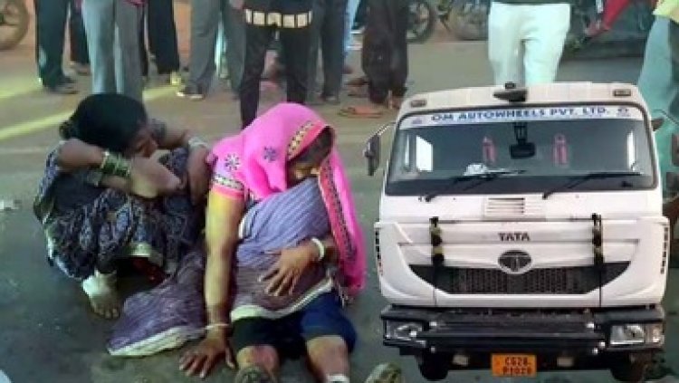 तेज रफ्तार हाइवा ने 6 साल के मासूम को रौंदा, बच्चे की मौके पर ही दर्दनाक मौत, ड्राइवर फरार, शव लेकर बिलखती रही मां, ग्रामीणों ने किया चक्काजाम