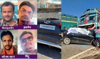 कार-ट्रक के बीच आमने-सामने की टक्कर, सड़क हादसे में 5 लोगों की मौत, कार का टायर फटने से ट्रक से हुई जोरदार टक्कर, पसरा मातम