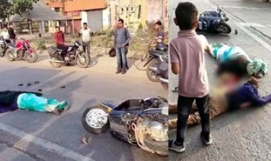 स्कूटी सवारों को तेज रफ्तार ट्रक ने मारी टक्कर, दर्दनाक हादसे में महिला की मौके पर मौके पर ही मौत, 2 मासूम बच्चे घायल