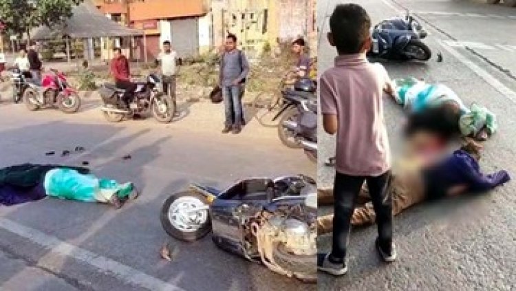 स्कूटी सवारों को तेज रफ्तार ट्रक ने मारी टक्कर, दर्दनाक हादसे में महिला की मौके पर मौके पर ही मौत, 2 मासूम बच्चे घायल