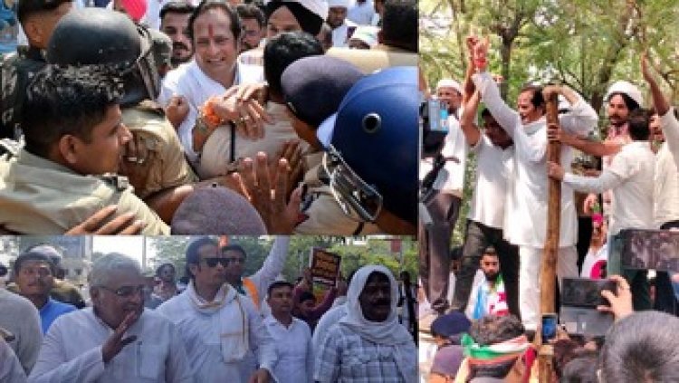 दीपक बैज और महंत के साथ CM निवास घेरने चिलचिलाती धुप में पहुंचे हजारों कांग्रेसी, तोड़ दिए 2 बैरिकेट, विकास उपाध्याय- छग बना अपराध का गढ़