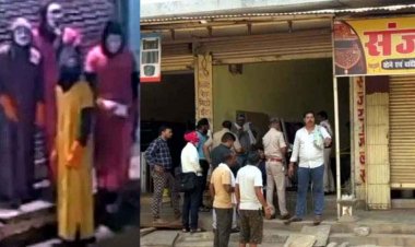 गाउन-मुखौटा पहनने वाला चोर गिरोह, कटर से ज्वेलरी शॉप का शटर लॉक तोड़ा, बोरे में सोने-चांदी के गहने भरकर फरार, CCTV में कैद 5 चोरों की टोली