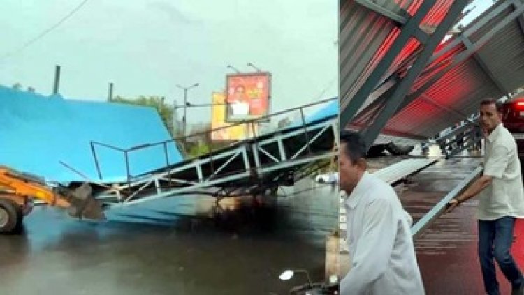 राइस मिल की छत गिरने से दो मजदूरों की मौत, देवेंद्र नगर में गिरा शेड, कई कार दबी, टुटा टोल प्लाजा, 9 ट्रेनें बाधित, बिजली कबाड़ घर में लगी आग