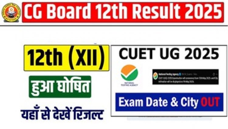 छग बोर्ड 10वीं और 12वीं का रिजल्ट घोषित, बेटियां आई अव्वल, CUET UG 2025 की तारीख बदली, अब 8 मई नहीं इस दिन से शुरु होगी परीक्षा