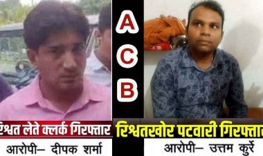 पेंशन प्रकरण को जल्द निपटाने रविवि का क्लर्क दीपक वर्मा और नाम सुधारने के लिए पटवारी उत्तम कुर्रे रिश्वत लेते गिरफ्तार