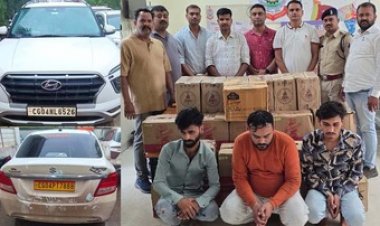 अवैध शराब का परिवहन करते 3 आरोपी रंगे हाथ गिरफ्तार, 20 पेटी मध्य प्रदेश निर्मित शराब और 2 वाहन जब्त, फरार आरोपियों की तलाश जारी