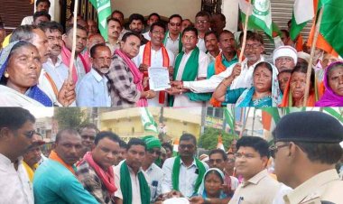 किसानों ने निकाली तिरंगा रैली, विधायक को ज्ञापन सौपकर वर्षो से काबिज भूमि पर पट्टे और खाद की कालाबाजारी रोकने सहित की 15 सूत्रीय मांग