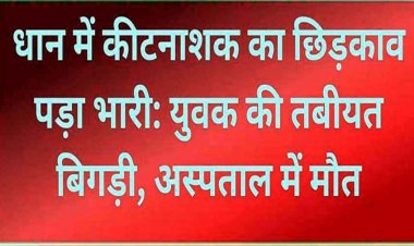 धान के खेत में कीटनाशक का छिड़काव करना पड़ा भारी, युवक की तबीयत बिगड़ी, अस्पताल में मौत, गांव में पसरा मातम