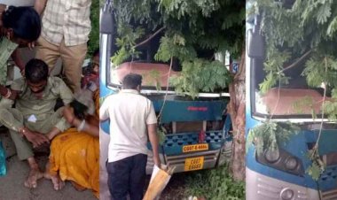 चलती बस में बेहोश हुआ ड्राइवर, कंडक्टर ने लगाई ब्रेक, पेड़ से टकराई गाड़ी, 5 घायल, अफरा तफरी माहौल, यात्रियों ने कहा- खराब वाहन का उपयोग