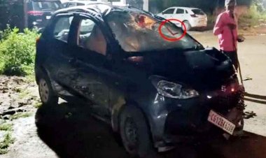 तेज रफ्तार का कहर, कार ने बाइक सवार को मारी टक्कर, 5 फीट उछलकर गिरा युवक, 2 बार पलटी, महिला-बच्चा समेत 3 घायल