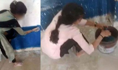 आत्मानंद स्कूल में छात्र-छात्राओं से करा रहे पोताई का काम, बच्चों को पढ़ाने के बजाय रंगाई कराते वीडियो वायरल, कलेक्टर ने दिए जांच के आदेश