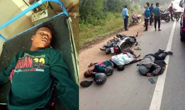 अज्ञात वाहन की चपेट में बाइक सवार, अंतिम संस्कार में शामिल होने जा रहे शिक्षक और ममेरे भाई की मौत, तीसरे की हालत नाजुक