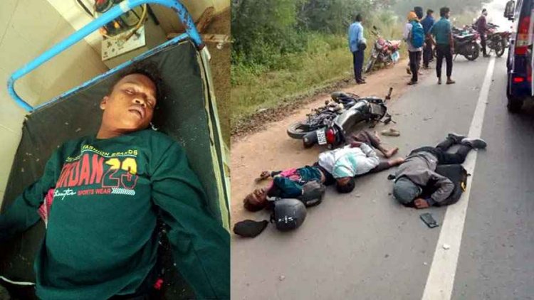 अज्ञात वाहन की चपेट में बाइक सवार, अंतिम संस्कार में शामिल होने जा रहे शिक्षक और ममेरे भाई की मौत, तीसरे की हालत नाजुक