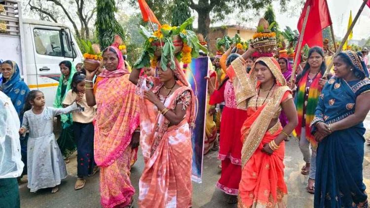 मरार पटेल समाज की परंपरा ने छेरछेरा पर्व को दिया नया रंग, सब्जियों से सजी आस्था की यात्रा, मां शाकंभरी के जयकारों से गूंजा गांव