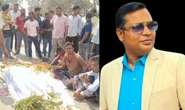 तेज रफ्तार वाहन की टक्कर से शिक्षक की मौत, परिजन और आक्रोशित ग्रामीणों ने किया चक्काजाम; सड़क पर लगी लंबी कतार