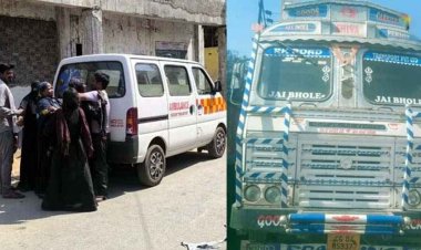 तेज रफ़्तार ट्रक ने मारी जोरदार टक्कर, बाइक सवार पिता समेत 8 वर्षीय बेटे की की मौके पर मौत, महिला और बच्चा घायल, चालक वाहन छोड़कर फरार