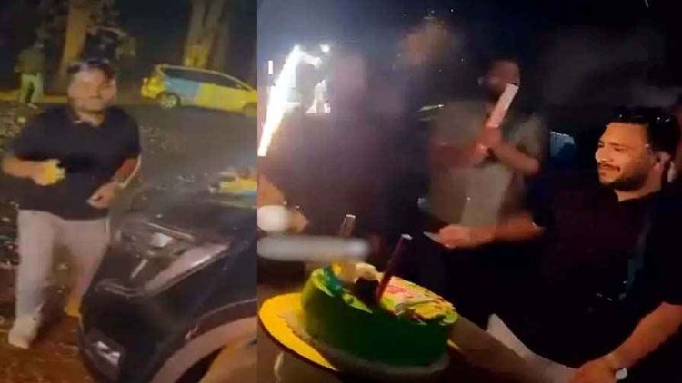 मनचलों का हाई-वोल्टेज ड्रामा, बोनट पर केक काटकर मचाया उत्पात, स्टेट हाईवे पर फोड़े पटाखे, गाड़ियों की लगी लाइन, आधे घंटे रुकी रही एंबुलेंस