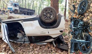 NH-30 पर भीषण हादसा, तेज रफ्तार कार और बाइक में जोरदार टक्कर, पति-पत्नी की मौत, 3 घायल, इधर खाई में गिरी बोलेरो, ड्राइवर की मौके पर गई जान