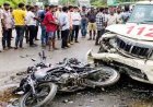चोरी के आरोपी को ले जाने के दौरान तेज रफ्तार डायल 112 ने बाइक सवार को मारी जोरदार टक्कर, युवक गंभीर, ग्रामीणों ने किया जमकर हंगामा
