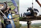 महानदी मगरलोड पुल पर टला बड़ा हादसा, कार को बचाने की कोशिश में रेलिंग तोड़कर हवा में लटका रेत से भरा ट्रैक्टर, ड्राइवर ने कूदकर बचाई जान