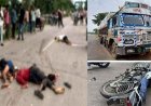 बाइक पर सवार तीन युवकों की दर्दनाक मौत, टक्कर के बाद ट्रक ने नीचे फंसी मोटरसाइकिल को  घसीटा, मची चीख-पुकार, ड्राइवर फरार