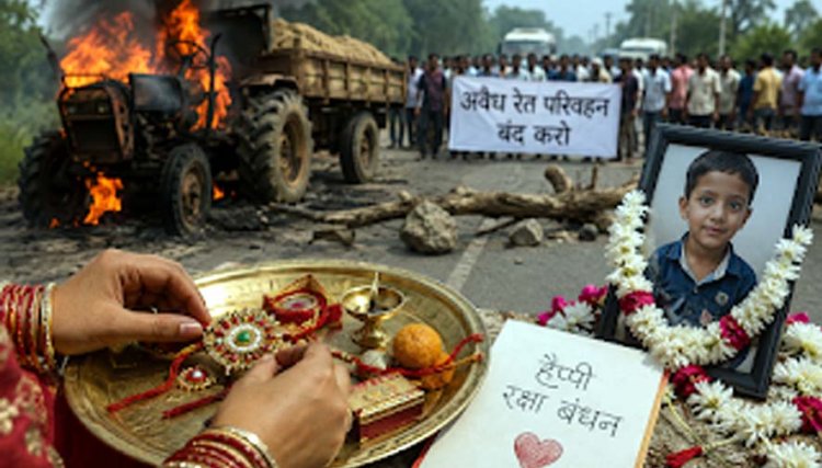 नारी में राखी की थाल सजने से पहले बुझ गया घर का चिराग, तेज रफ्तार ट्रैक्टर ने 6 वर्षीय मासूम को कुचला, गुस्साए लोगों ने वाहन में लगाई आग